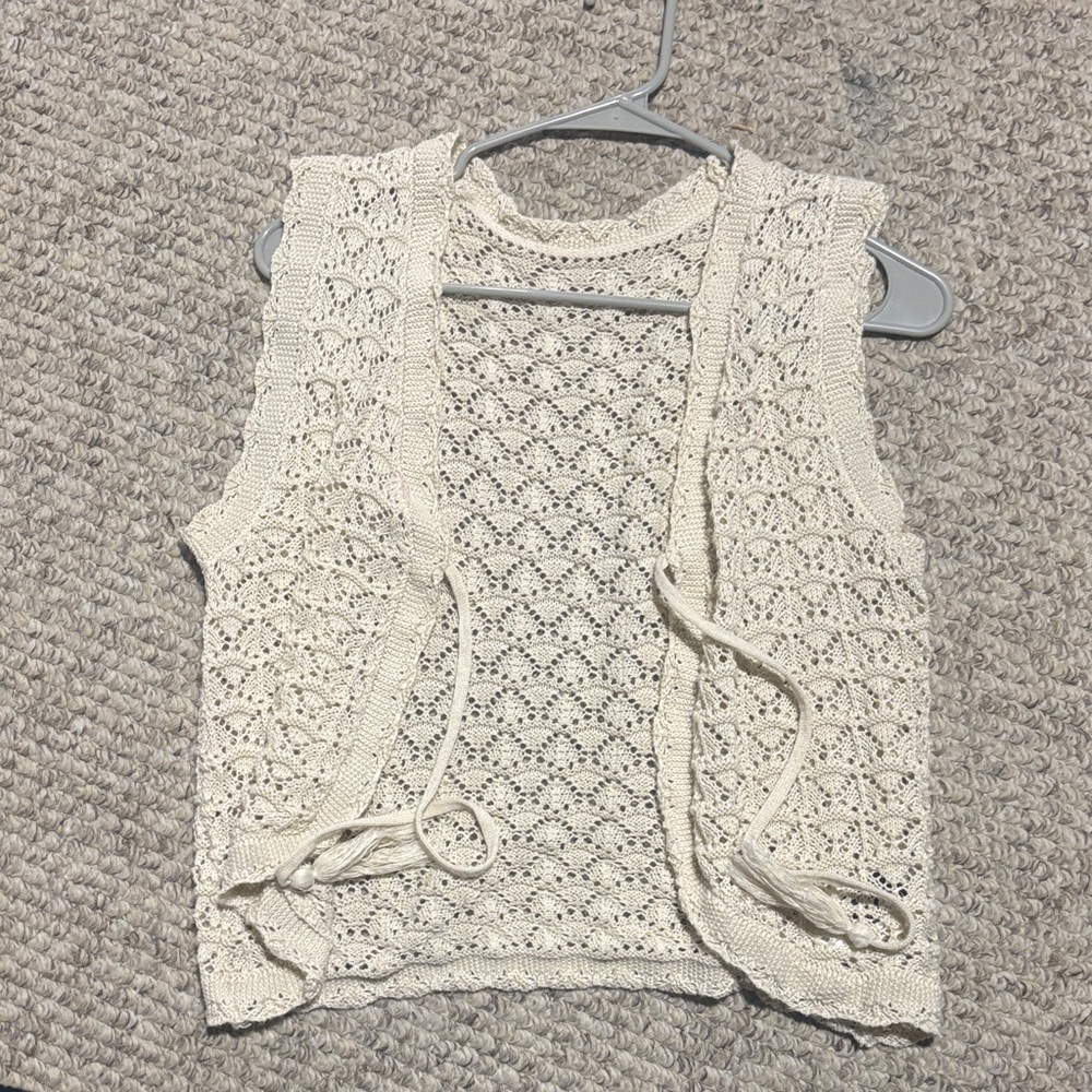 SHEIN Cream Crochet Vest
